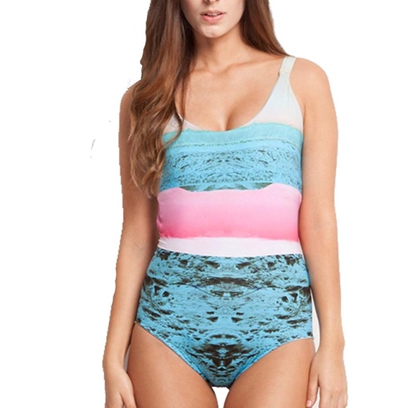 Swimsuit one piece Anthropologie woven open back s - Picture 2 of 6